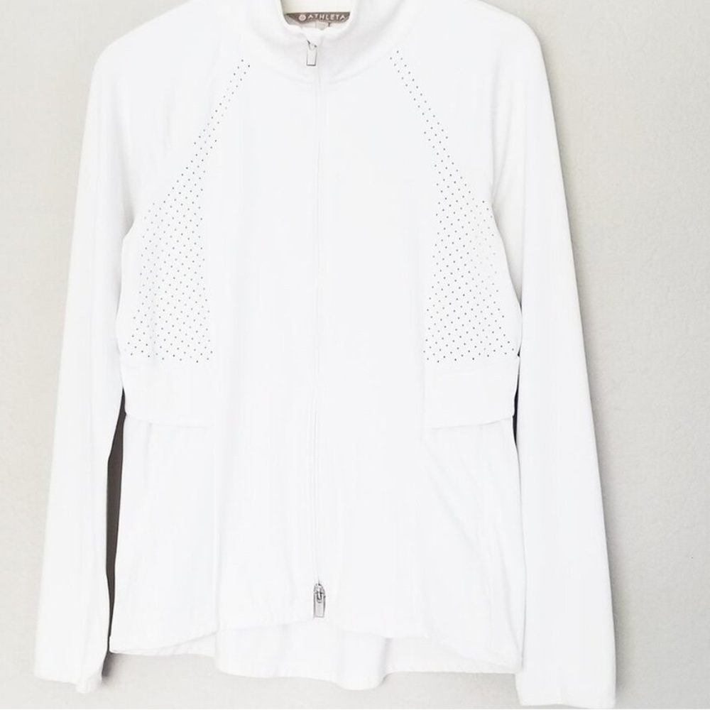 White Perforated Zip-Up Jacket - image 3